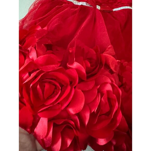 Nanette Baby Red Floral Roses Dress Toddler Girls Size 2T Rhinestone Embellished - Picture 7 of 7